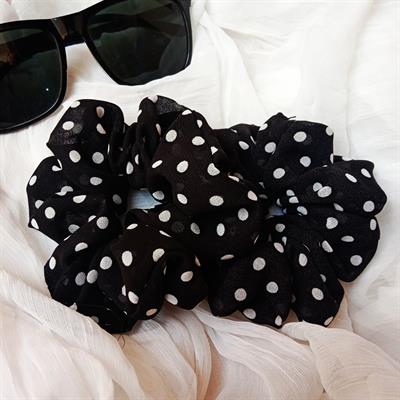 Black dots - Silk Scrunchie