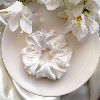 White - Silk Scrunchie