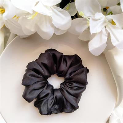 Black - Silk Scrunchie