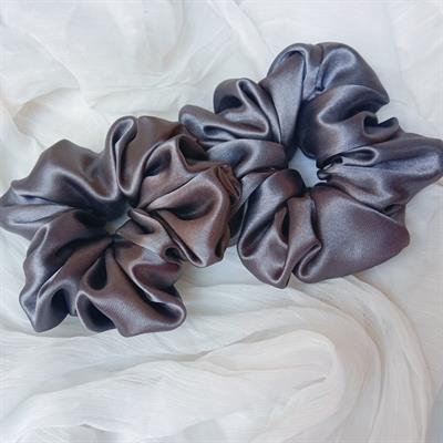 Dark gray - silk scrunchie 