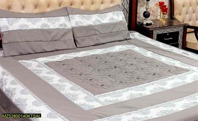 3 Pcs Cotton Sotton Patchwork Double Bed Sheet