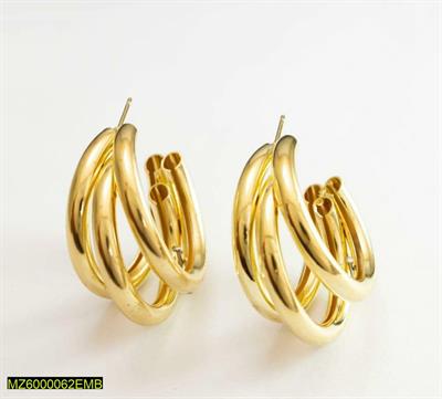 Three Loops Ear Hoops Gold