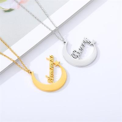 Crescent Shaped Name Necklace