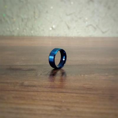 Broad Stainless Steel Ring - Blue