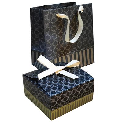 Gift Set Metallic colors printed (10 Pcs) (Box+Bag+Butter Paper with Box Ribbons)
