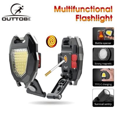 Rechargeable Keychain Light 6 Mode Strong Magnet Work Light