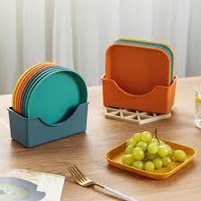 MINI 10 Pcs Plastic Plates With Stand