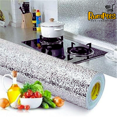 Aluminum Self Adhesive - Oil Proof Sheet (2ftx6ft)-_ Best For Kitchen Near Stove, Hest Resistant 