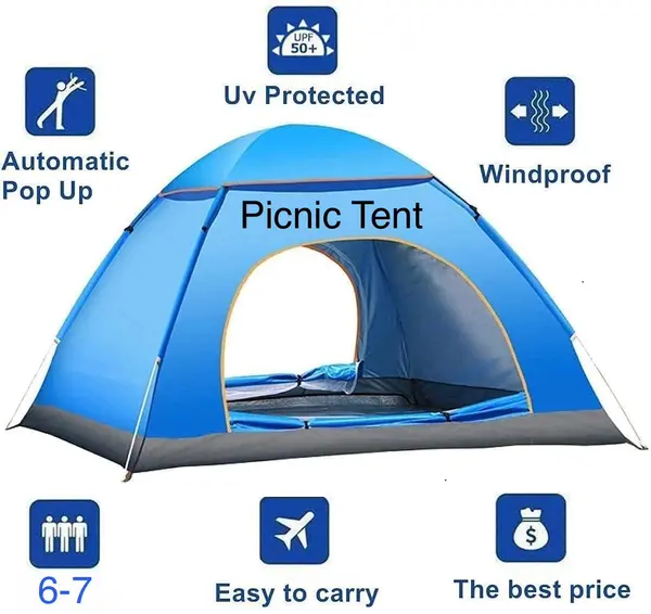 Camping Tent, Waterproof for Adults - Spacious Outdoor Tent House for Camping. Durable Tent House for Camping, Perfect for Your Next Adventure (Pack of 1) (6-7 Person)