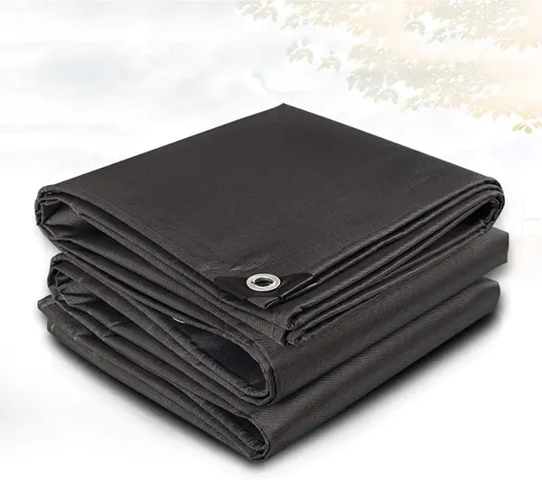 Heavy Duty Black Canvas Tarpal. 100% waterproof+Heat-resistance,With loops & rings on all sides with every 3 feet distance,All sides double stitched.