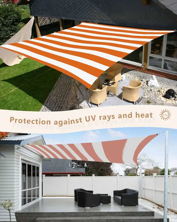 Imported, Orange/White Premium,Highy Quality PVC Tarpal,100% Waterproof, Heat-Resistant, Tear-Resistance, UV-Stabilised, Heavy-Duty, Durable, Used for Sunshade & Other outdoor activities.
