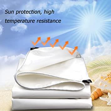 100% WATERPROOF WHITE PLASTIC TARPAL , USED FOR SUNSHADE AND OTHER OUTDOOR ACTIVITIES.