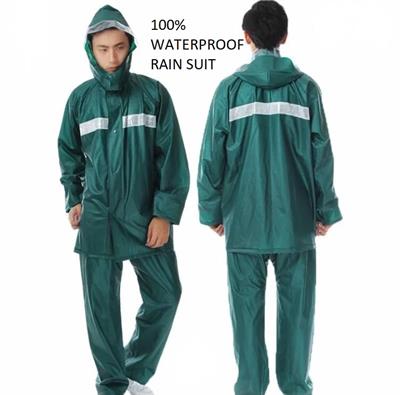 Rain Rider Rain Suits for Men Waterproof Rain Jacket Coat Pants Heavy Duty 100% Polyester.