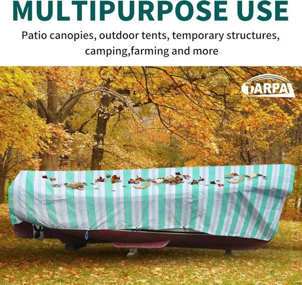 Imported, Green/White Premium,Highy Quality PVC Tarpal,100% Waterproof, Heat-Resistant, Tear-Resistance, UV-Stabilised, Heavy-Duty, Durable, Used for Sunshade & Other outdoor activities.
