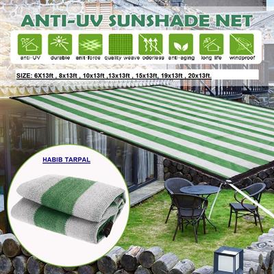 Green/white Sun Shade Net,High Quality, 90% Sun Protection Shade Net UV Resistant, Privacy Screen Fence for Garden Balcony Greenhouse. With hooks on every 3 feet distance on all sides and double stitched edge to edge borders with cotton nawar.