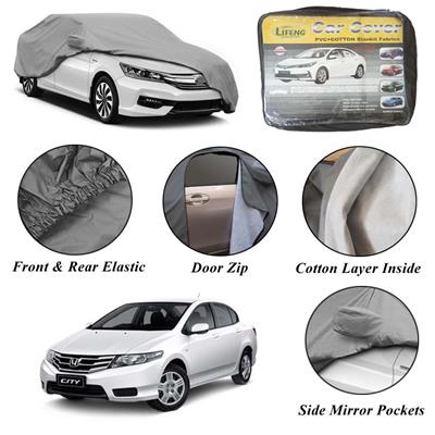 Honda City Car Cover with Triple Stitched Fully Elastic Ultra Surface Body Protection (Grey Look).