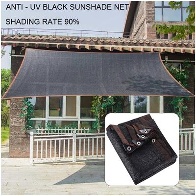 Black color Sun shade net ,high quality, with loops & rings on every 3 feet distance on all sides and all sides double stitched with cotton nawar.