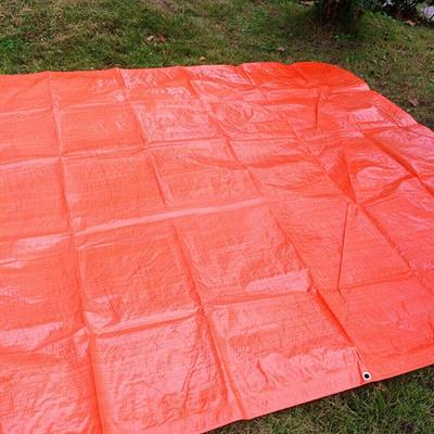 ORANGE PLASTIC 100% WATERPROOF TARPAL,RINGS ON EVERY 3 FEET DISTANCE ON ALL SIDES ,UV-STABALIZED,USED FOR SUN SHADES AND OUTDOOR ACTIVITIES.