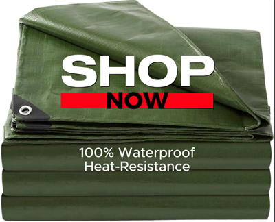 Army Green Korean Heavy Duty Waterproof Tarpaulin,Block Cold air & wind,Long life,Durable.Used for sunshade & other outdoor activities.