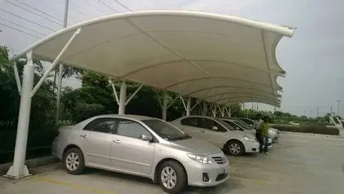 Waterproof Pvc Car Parking Shed - White, Mild Steel Pole , Durable Design With Steel Wall Materials