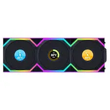 Lian Li 120mm UNI FAN SL Wireless LCD ARGB Reverse Blade Case Fan (Black, 3-Pack)