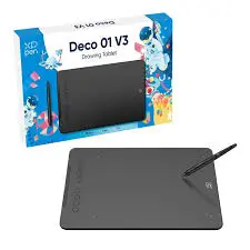 XP-Pen Deco 01 V3 Drawing Tablet: 16384 Levels of Pressure Battery-Free Stylus 10x6 Inch OSU Graphic Tablet, 8 Hotkeys for Digital Art and XPPen P05D Battery-Free Drawing Pen