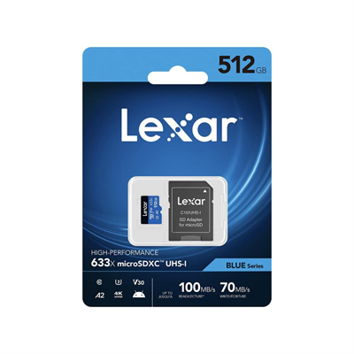 Lexar 512GB Memory card  High-Performance  633x microSDHC™/microSDXC UHS-I Card BLUE Series