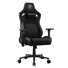Cougar Defensor Ergonomic Office/Gaming Chair, Adjustable Height and Tilt, 155º Recline, 4D Folding Armrests, Durable Hyper-Dura Leatherette Upholstery, 120 kg Capacity – Gold