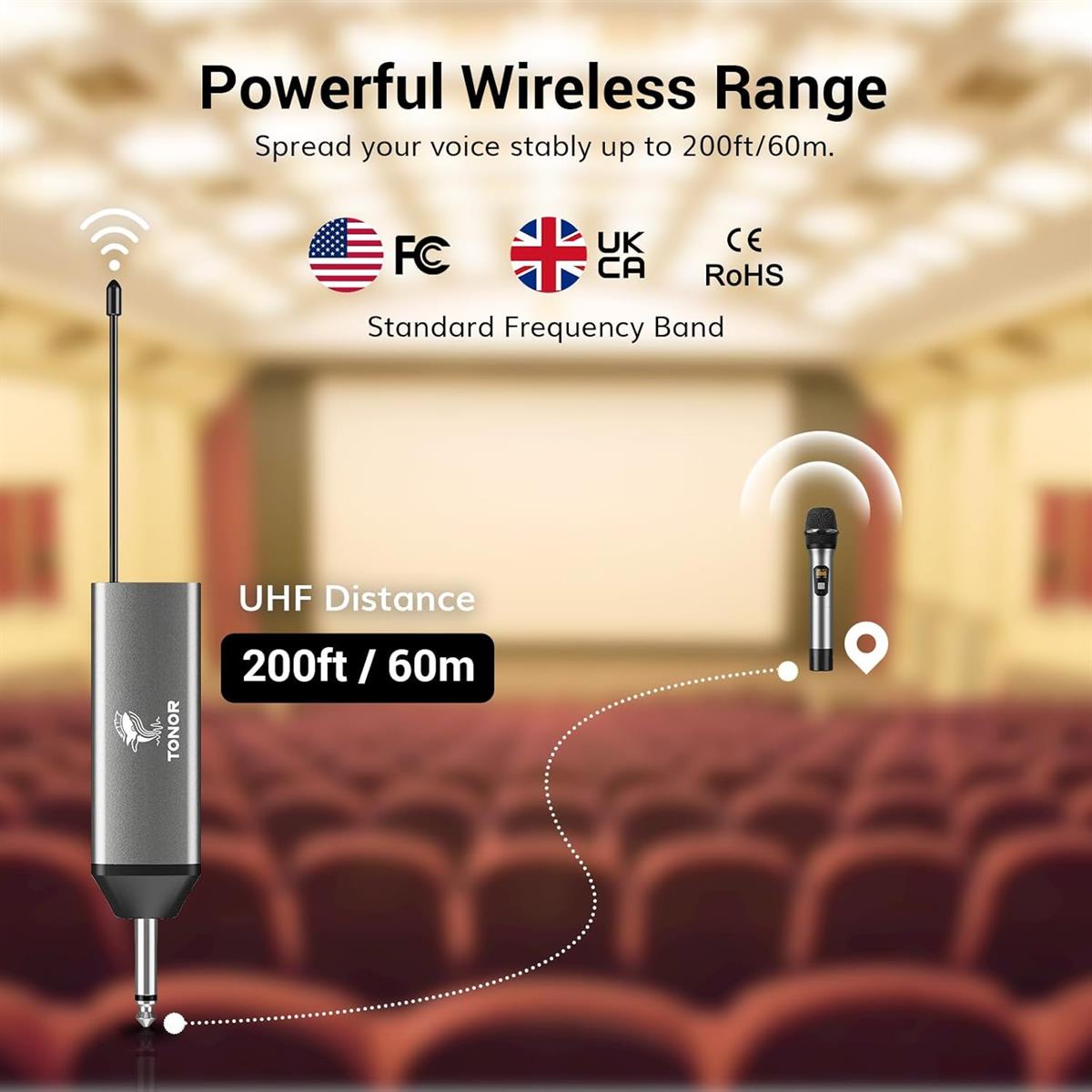 Wireless Microphones, Microphone With One-to-One Chip Connection, 40H Duration, 200 FT Distance Receiving, Rechargeable Receiver, 40H Long Duration, Karaoke Microphone For Singing, Party