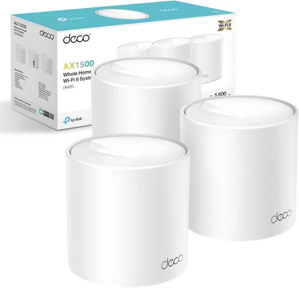 TP-Link Deco X10 (3-pack) AX1500Mbps Whole Home Mesh Wi-Fi 6 System, Coverage up to 5600ft²,Easy Setup, Wi-Fi Mesh System, Wi-Fi Router, Extender Booster, Gaming & 4K, Easy Setup, Alexa & Google Home