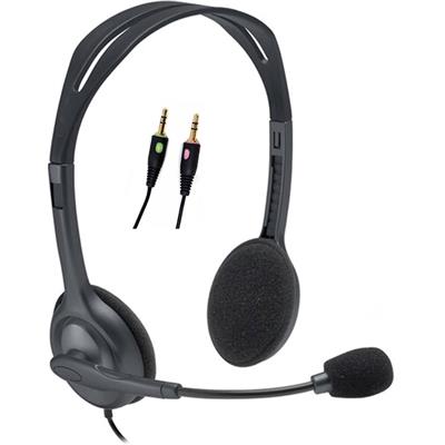 Logitech H110 Wired Headset, Stereo Headphones with Noise-Cancelling Microphone, 3.5-mm Dual Audio Jack, PC/Mac/Laptop - Black