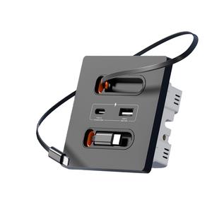 20W Universal Type-C USB Socket Retractable Charging Cable for PC Glass Panel Wall Fast Charging