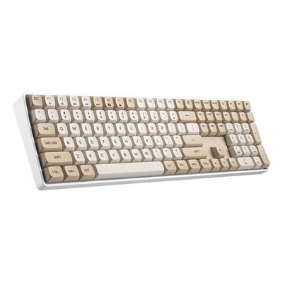 Aigo A108 Gaming Mechanical Keyboard 2.4G Wireless USB Type-c Wired Yellow Switch 110 Key Hot Swap Rechargeable Gamer Keyboard (Milky & Brown)