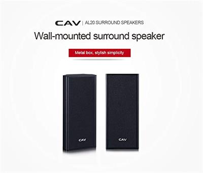 CAV AL20 Wall-Mounted Speaker Pair. Home Theater Passive Speaker Easy Setup Mini System AUX Sealed Wall-Surround Speakers.