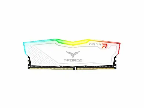 TeamGroup T-Force Delta RGB 16GB 3200MHz (3200MT/s) CL16 White DDR4 Desktop Gaming Memory, Metal Heatsink, ARGB Motherboard Sync, XMP 2.0, for Intel/AMD CPU, High Performance Low Latency RAM Module