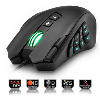 Rytaki R6 Wired Gaming Mouse 16400 DPI Laser RGB Gaming Mice 16 Buttons 16 Million Colors Backlight Programmable Mouse
