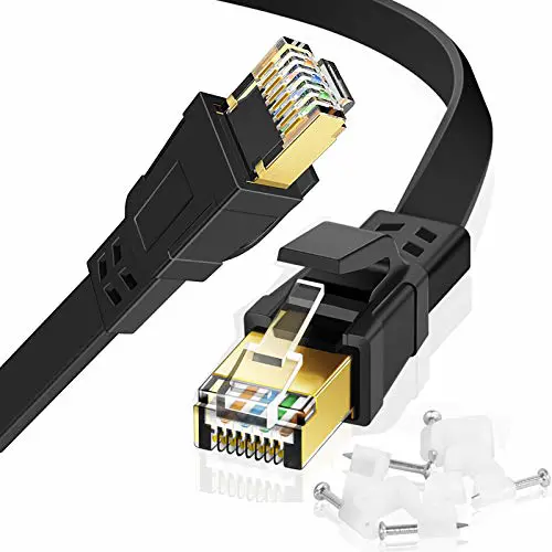 YO-UK Ethernet Cable 10ft, High Speed Cat 8 Internet LAN Cable for PS4, Xbox, Router, Flat Network Cord with Clips RJ45 Snagless Connector Fast Computer Wire for Modem,Gaming,WiFi,TV,Switch, Laptop