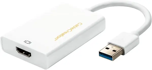 CableCreation USB HDMI Adapter with DisplayLink Chip, USB 3.0 to HDMI External Display Graphics Adapter Compatible with Windows 10/8.1/8/7 and MacOS, White