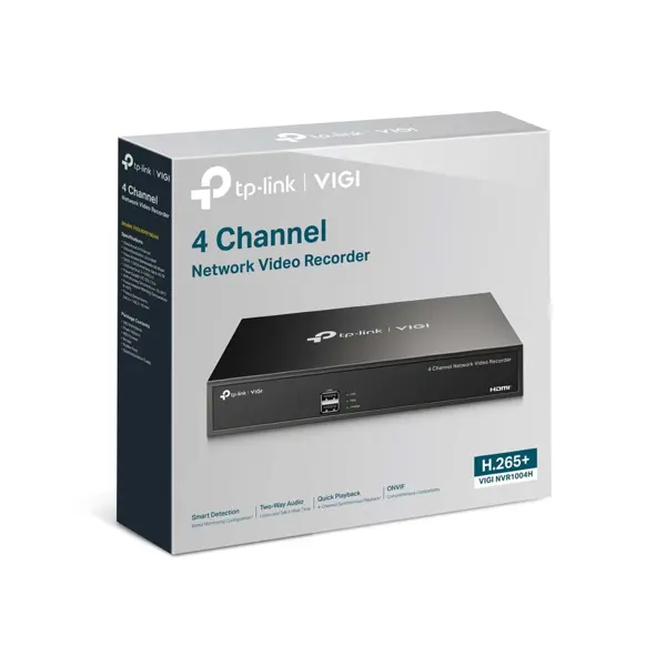 TP-Link VIGI NVR1004H 4 Channel Network Video Recorder | 4K HDMI NVR | 8MP | H.265+ | ONVIF, CGI| Plug & Play | Two-Way Audio | Remote Monitoring