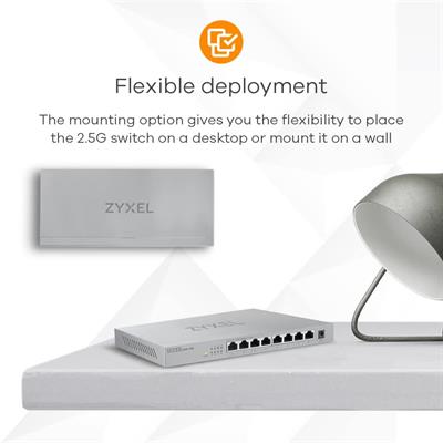 Zyxel 8-Port 2.5G Multi-Gigabit Unmanaged Switch for Home Entertainment or SOHO Network [MG-108]