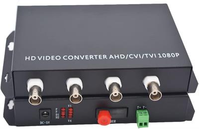 4 Channels HD Video Over Fiber Optic Media Converters - for 1080p 960p 720p CVI TVI AHD HD Camera (with RS485 Data)