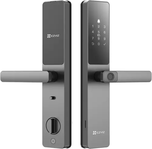 EZVIZ Smart Lock DL05, 7-in-1 Key-less Entry Door Lock, with Fingerprint Access, Multiple Unlock Options, Instant Alerts, Weather-Resistant, Child Safety Privacy Control (DL05-Grey)