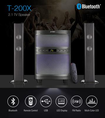 F&D T200X 140 W 2.1 Channel Soundbar Cum Tower Speaker Wireless Bluetooth Multimedia TV Speaker with Multicolor LED Display, Remote, Digital FM & USB