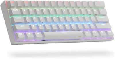Anne PRO 2D, 60% Wired/Wireless Mechanical Keyboard (Gateron Brown Switch/White Case) - Full Keys Programmable - True RGB Backlit - Tap Arrow Keys - Double Shot PBT Keycaps - NKRO - 1900mAh Battery