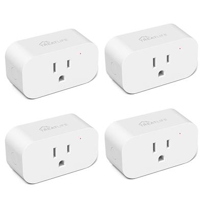 TREATLIFE Smart Plugs 4 Pack, Works with Alexa and Google Home, 7 Day Heavy Duty Programmable Timer, 1800W 15A WiFi Smart Outlet, Child Lock, Vacation Mode, Reliable WiFi Connection