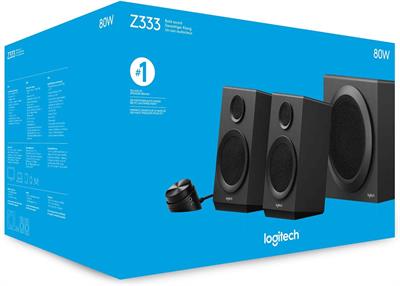 Logitech Z333 2.1 Speakers – Easy-access Volume Control, Headphone Jack – PC, Mobile Device, TV, DVD/Blueray Player, and Game Console Compatible, Black