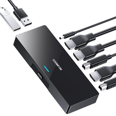 SOOMFON Kvm Switch Hdmi 2 Port- Hotkey USB Kvm Switches for 2 Computers Share Monitor Keyboard Mouse and Printer, Support Uhd 4K@30Hz for Laptop Pc