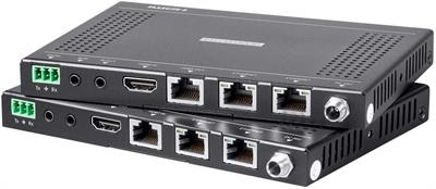 Monoprice 4K Pro HDBaseT Extender Kit, 100 Meters with PoH, RS232, HDCP 2.2, Black - Blackbird Series
