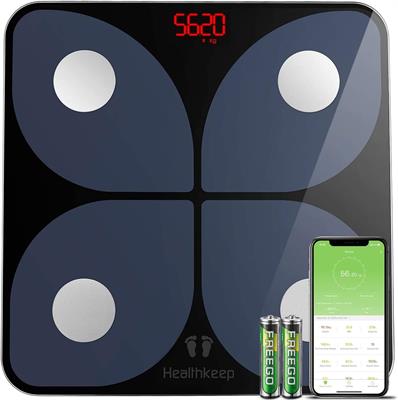 Digital Body Fat Scales Wireless Scales Personal High Precision Sensors with App for 13 Body Data Analyses Body Fat, BMI, Weight, Muscle Mass, Water, Protein, BMR, 180 kg