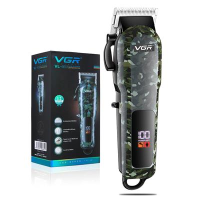VGR VL-665 Limited Edition Professional Hair Clipper for Salon & Home Use | LED Display, 2000mAh Battery, 6 Guide Combs with Type-C USB Charging & 180 Min Runtime - Black/Green